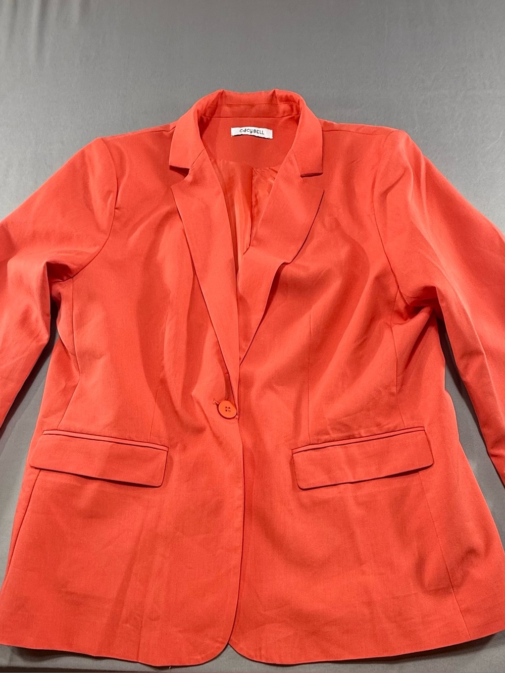 Cicy Bell Women’s Blazer Jacket 2XL Orange One Button Career Office Stretch